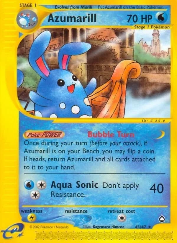 Azumarill card front, Aquapolis 4/147