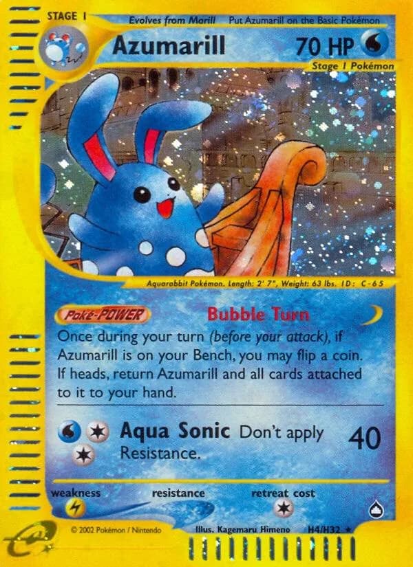 Azumarill card front, Aquapolis H4/H32