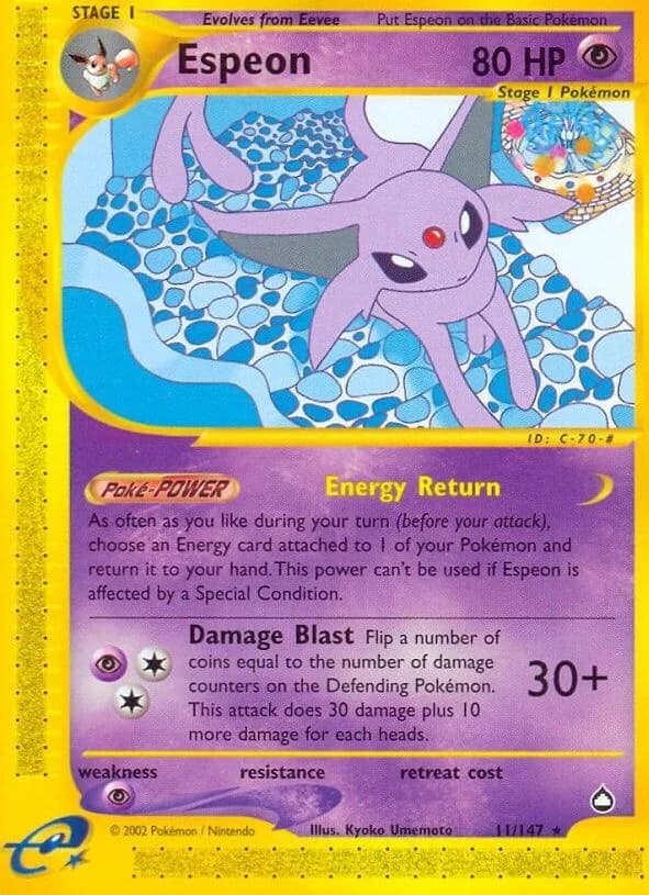 Espeon card front, Aquapolis 11/147