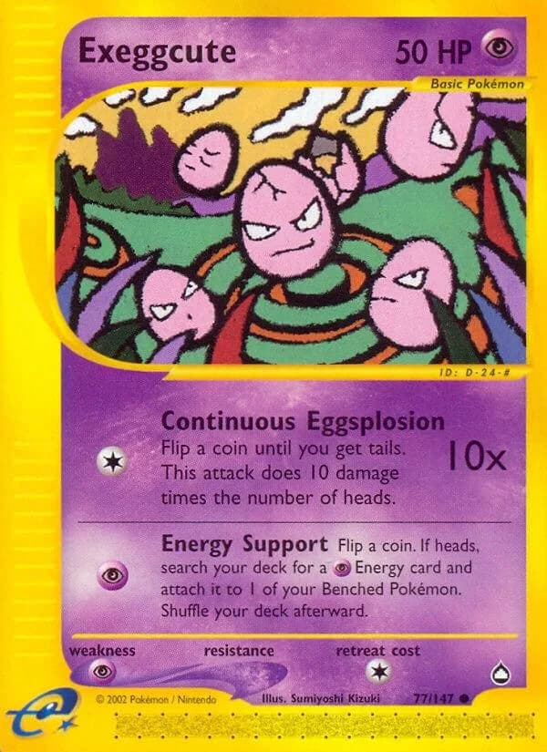Exeggcute card front, Aquapolis 77/147