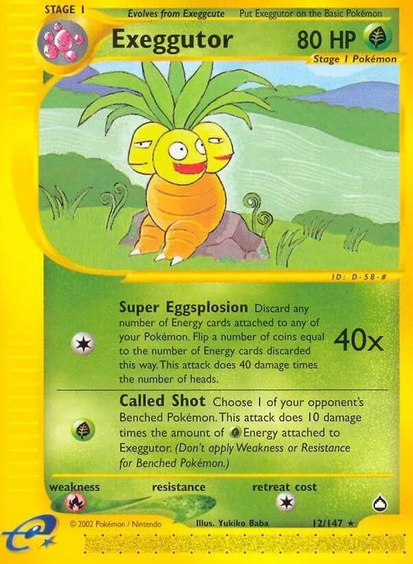 Exeggutor card front, Aquapolis 12/147