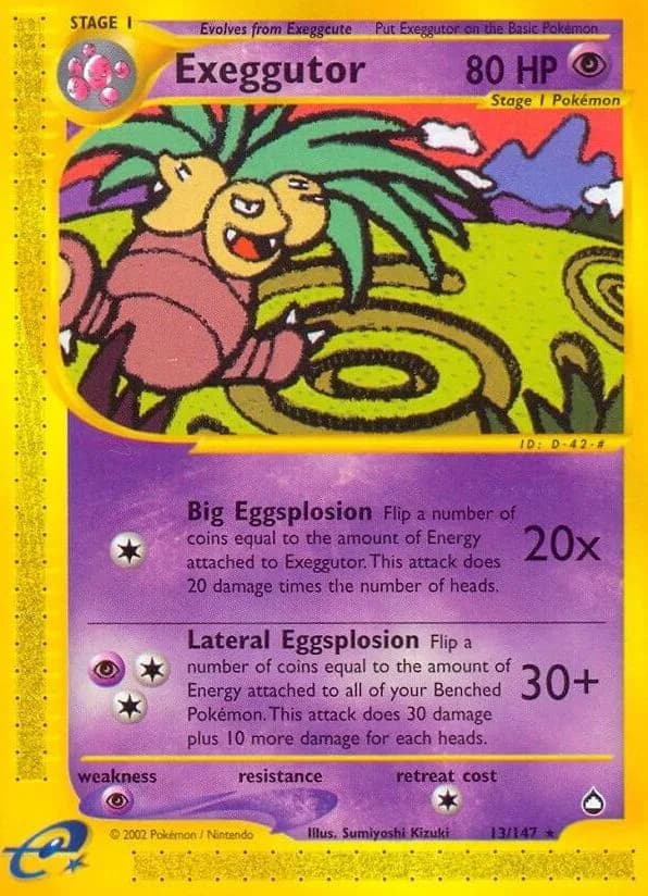 Exeggutor card front, Aquapolis 13/147