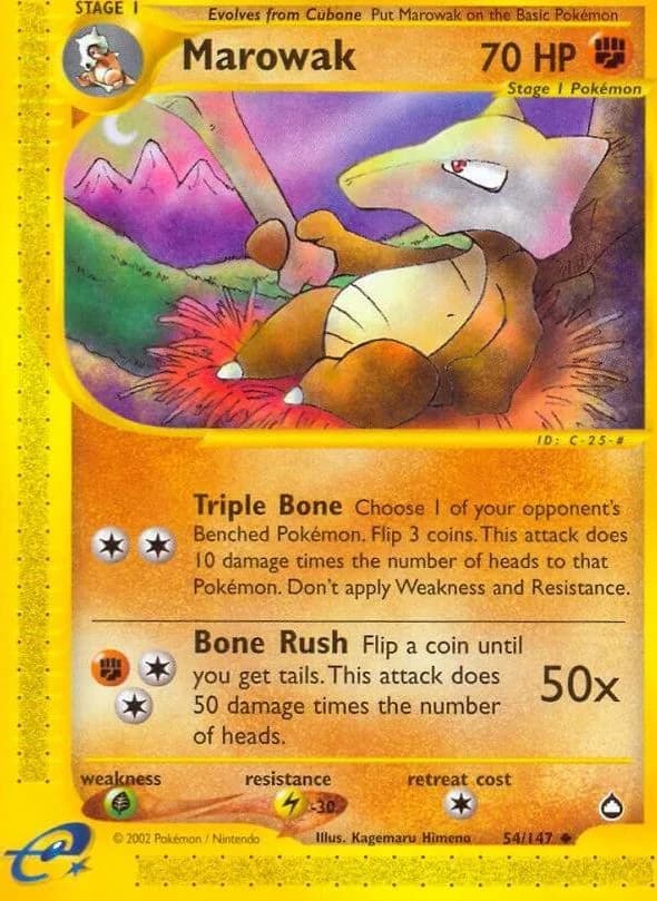 Marowak card front, Aquapolis 54/147