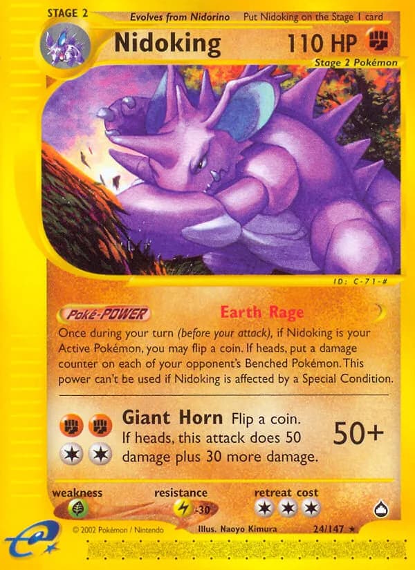 Nidoking card front, Aquapolis 24/147