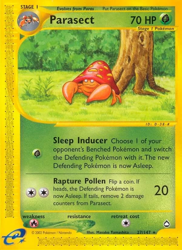 Parasect card front, Aquapolis 27/147