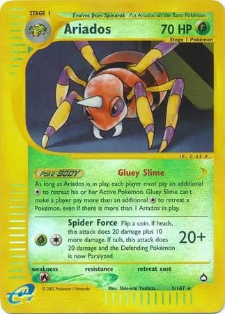 Ariados reverse holo card front, Aquapolis 3/147