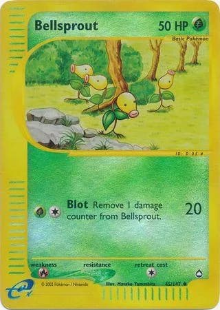 Bellsprout reverse holo card front, Aquapolis 45/147