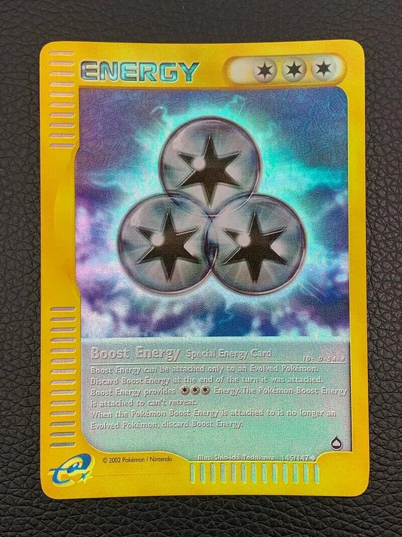 Boost Energy reverse holo card front, Aquapolis 145/147