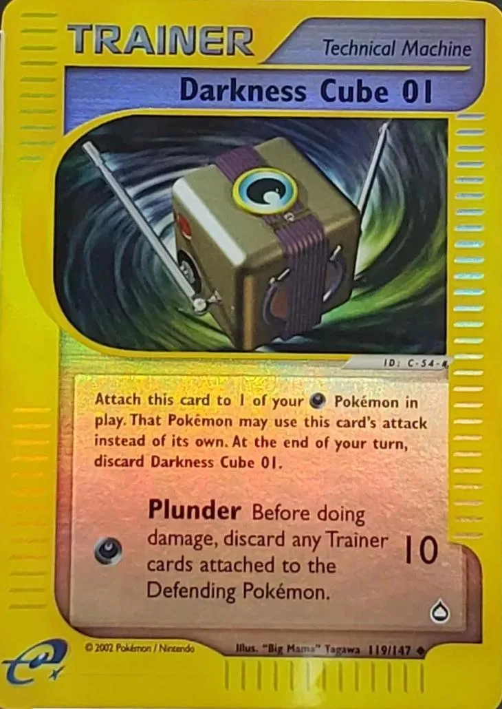Darkness Cube 01 reverse holo card front, Aquapolis 119/147