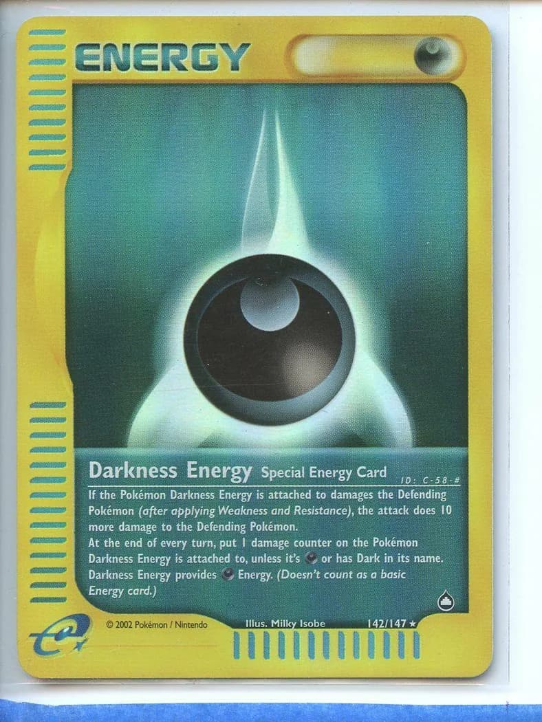 Darkness Energy reverse holo card front, Aquapolis 142/147