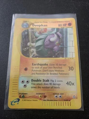 Donphan reverse holo card front, Aquapolis 7/147