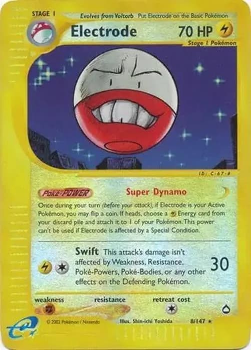 Electrode reverse holo card front, Aquapolis 8/147