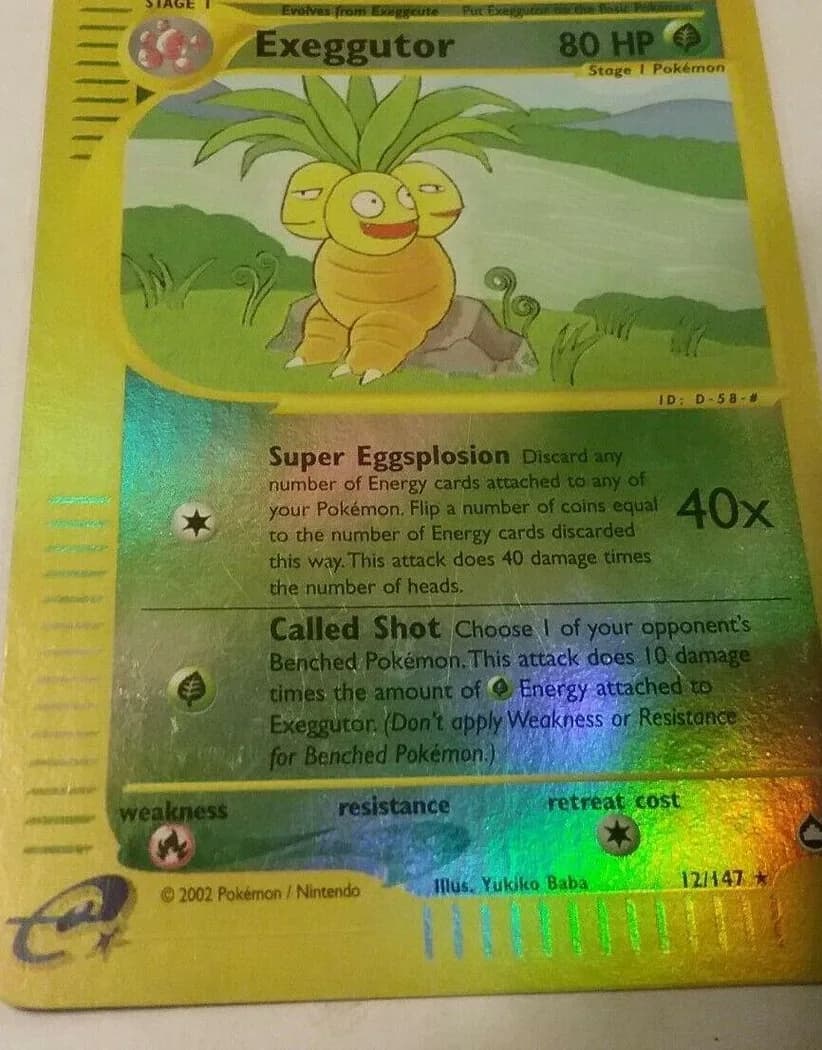 Exeggutor reverse holo card front, Aquapolis 12/147