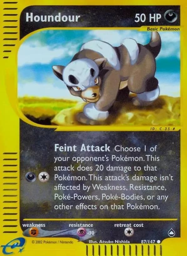 Houndour reverse holo card front, Aquapolis 87/147