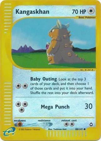 Kangaskhan reverse holo card front, Aquapolis 88/147