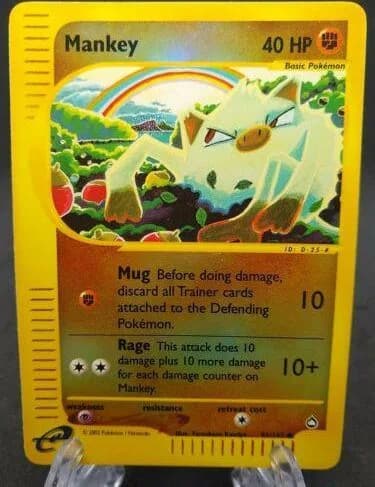 Mankey reverse holo card front, Aquapolis 92/147