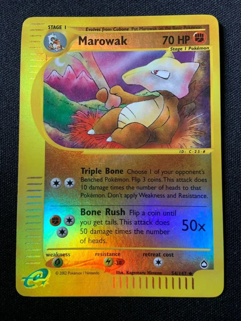 Marowak reverse holo card front, Aquapolis 54/147