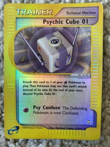 Psychic Cube 01 reverse holo card front, Aquapolis 132/147