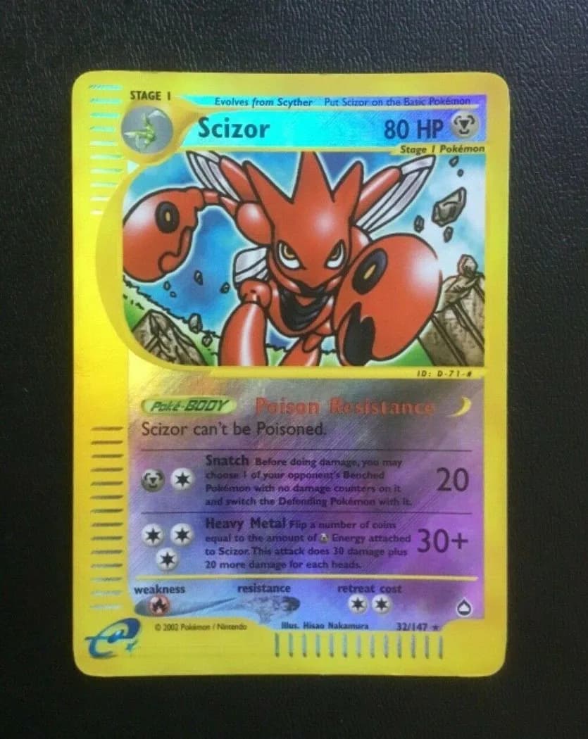 Scizor reverse holo card front, Aquapolis 32/147