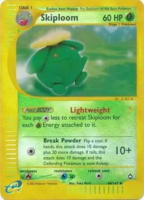 Skiploom reverse holo card front, Aquapolis 60/147