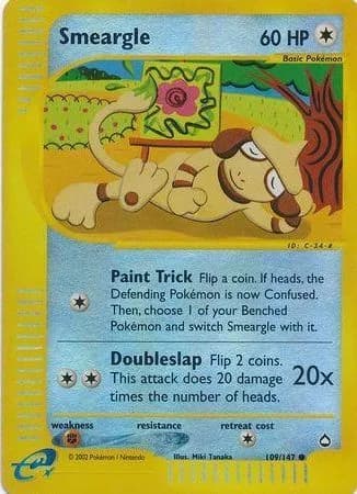 Smeargle reverse holo card front, Aquapolis 109/147