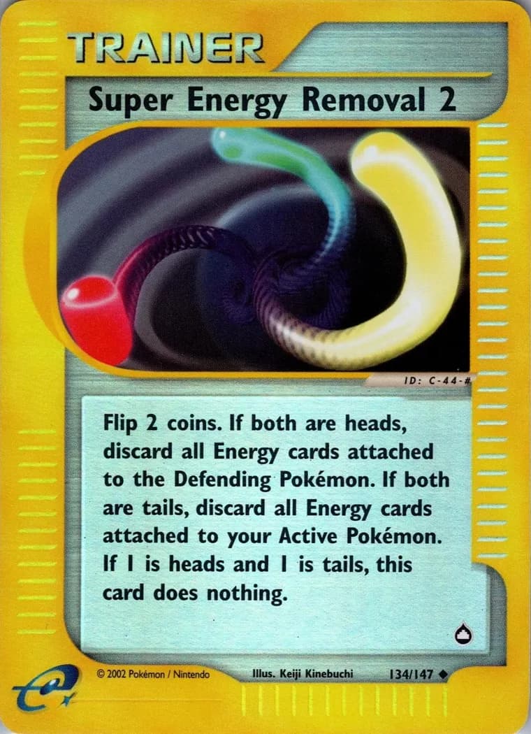 Super Energy Removal 2 reverse holo card front, Aquapolis 134/147