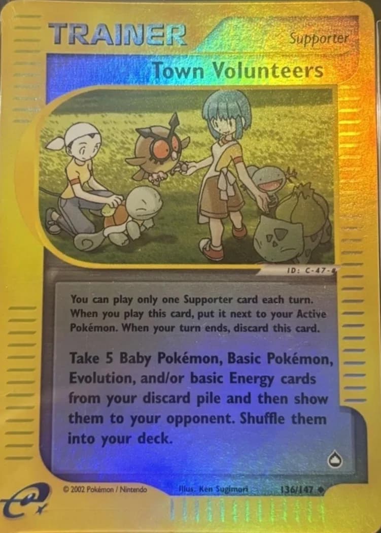 Town Volunteers reverse holo card front, Aquapolis 136/147