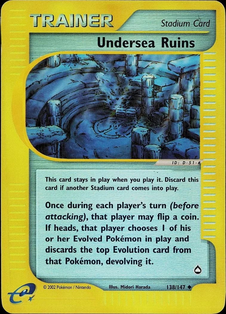 Undersea Ruins reverse holo card front, Aquapolis 138/147