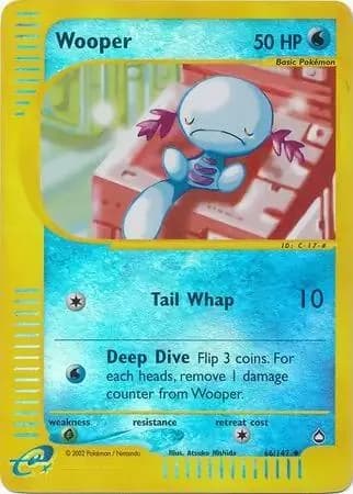 Wooper reverse holo card front, Aquapolis 66/147
