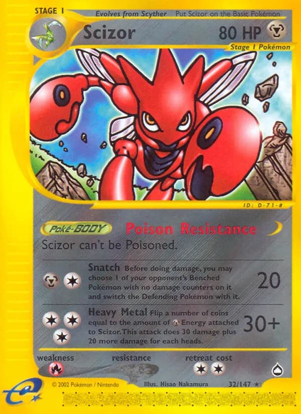 Scizor card front, Aquapolis 32/147