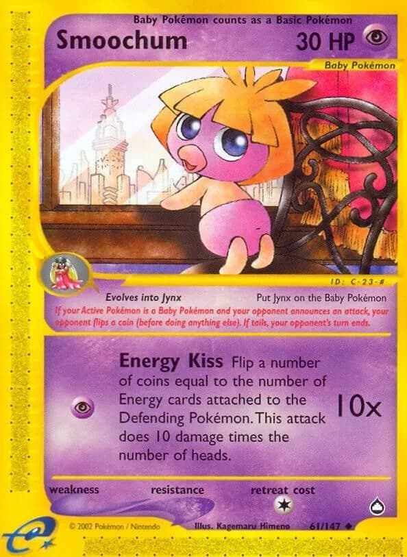 Smoochum card front, Aquapolis 61/147