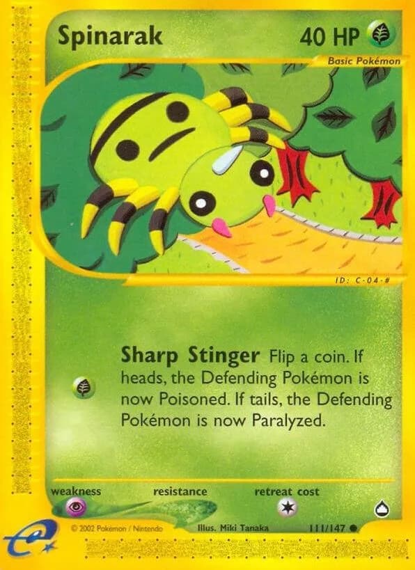 Spinarak card front, Aquapolis 111/147