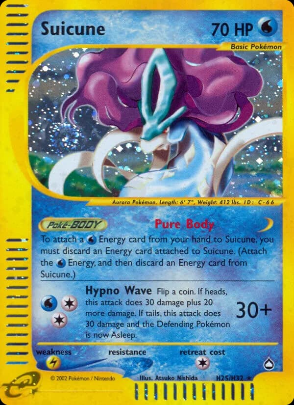 Suicune card front, Aquapolis H25/H32