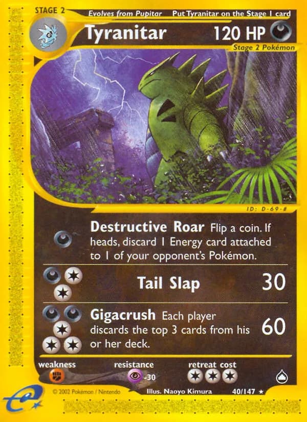 Tyranitar card front, Aquapolis 40/147