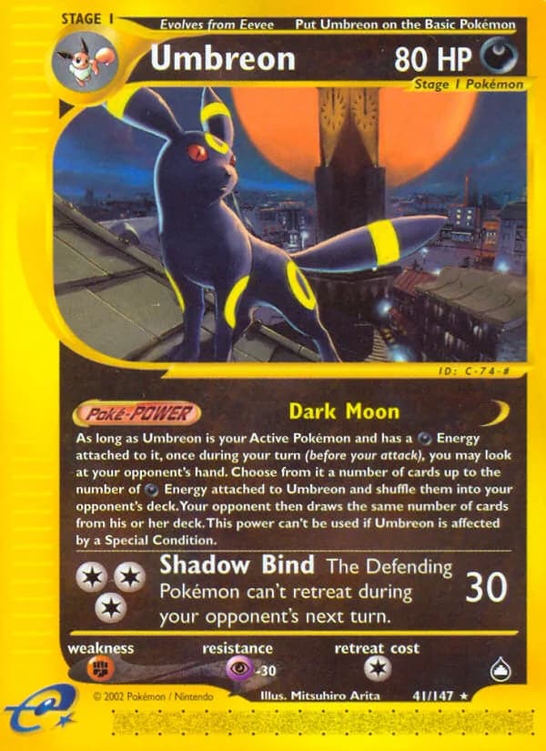 Aquapolis Umbreon card front, 41/147