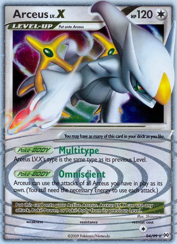Arceus LV.X card front, Arceus 94/99