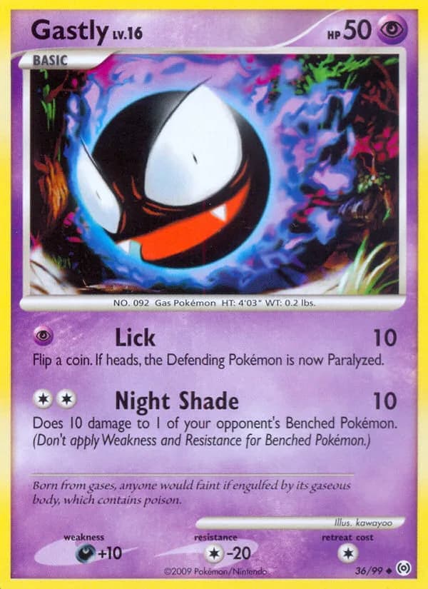 Arceus Gastly card front, 36/99