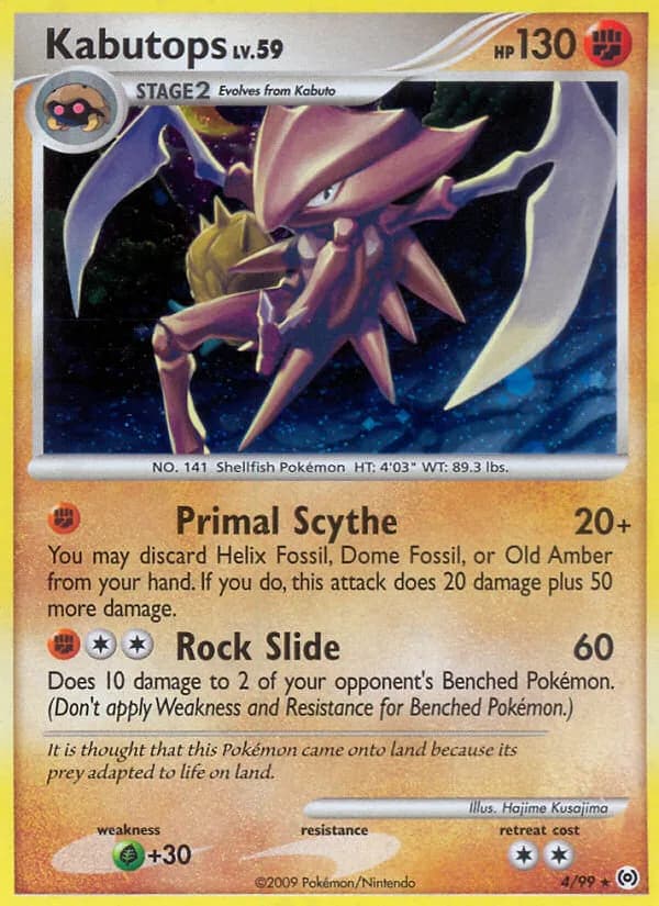 Arceus Kabutops card front, 4/99