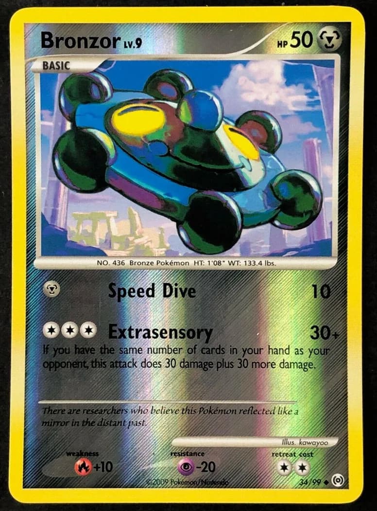 Bronzor reverse holo card front, Arceus 34/99