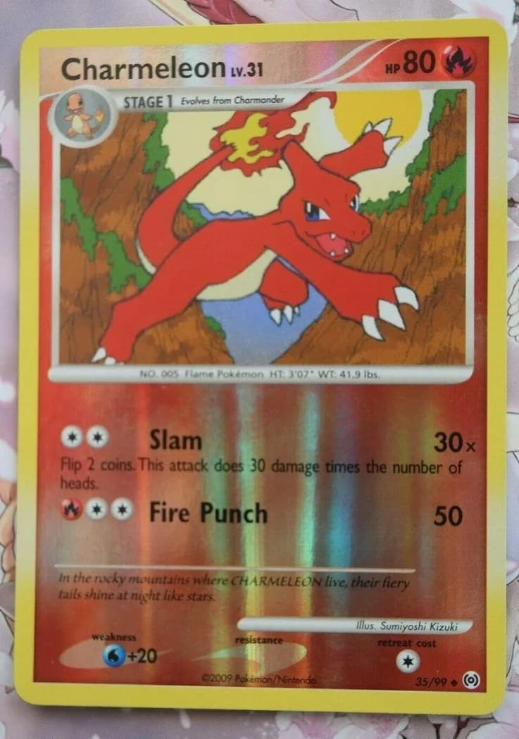 Charmeleon reverse holo card front, Arceus 35/99