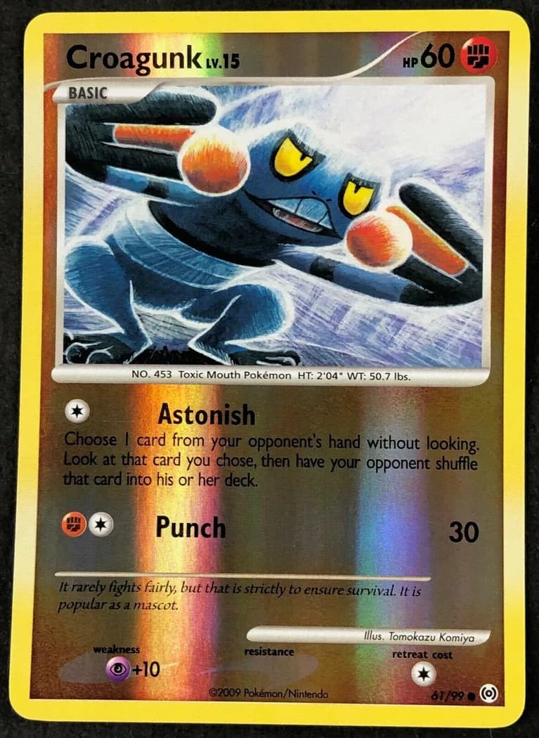 Croagunk reverse holo card front, Arceus 61/99