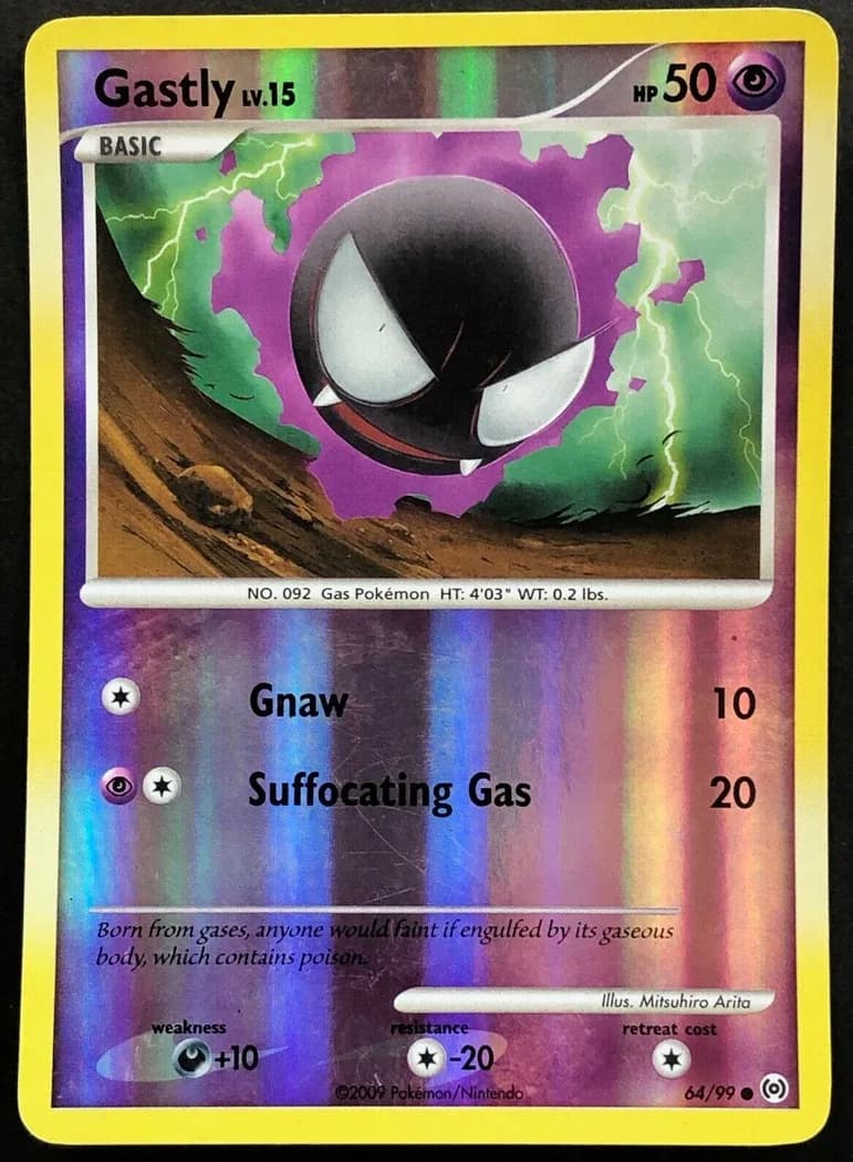 Gastly reverse holo card front, Arceus 64/99