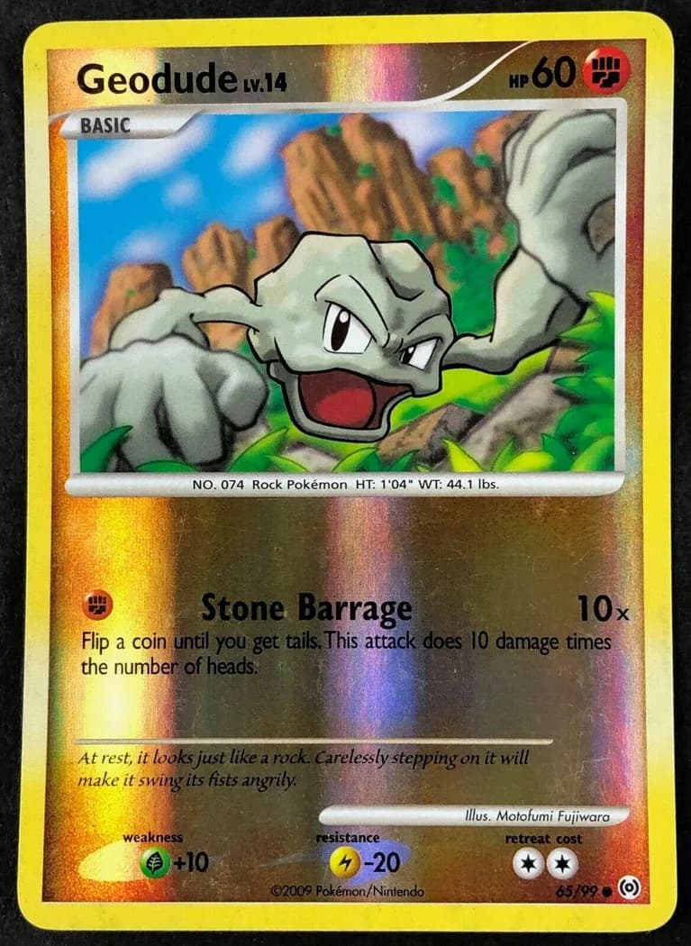 Geodude reverse holo card front, Arceus 65/99