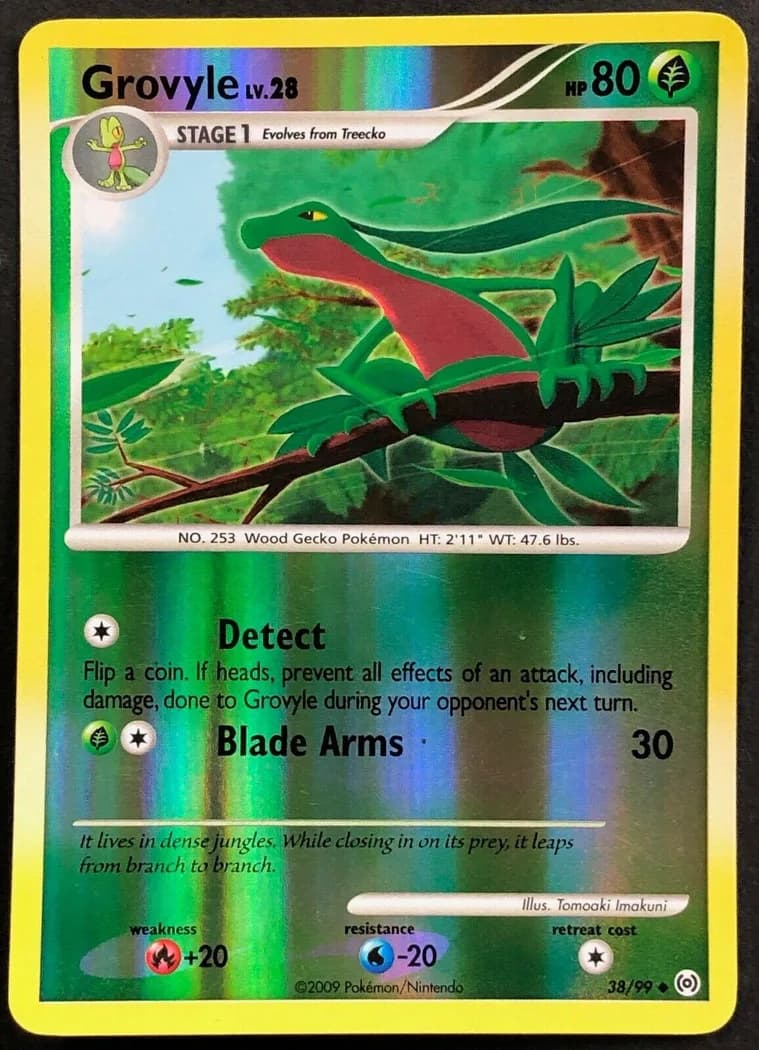 Grovyle reverse holo card front, Arceus 38/99