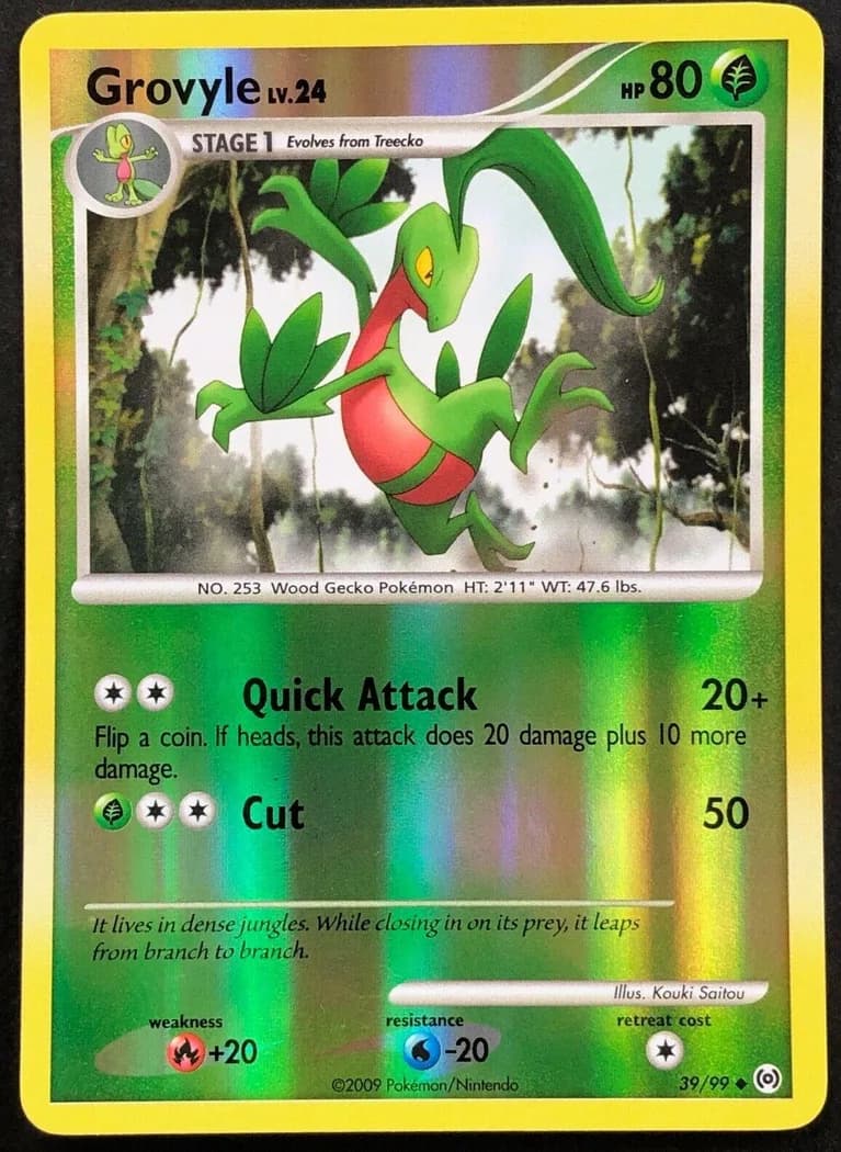 Grovyle reverse holo card front, Arceus 39/99