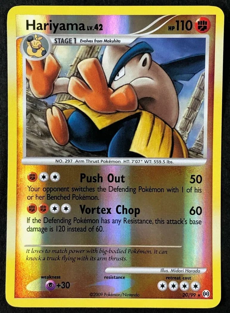 Hariyama reverse holo card front, Arceus 20/99