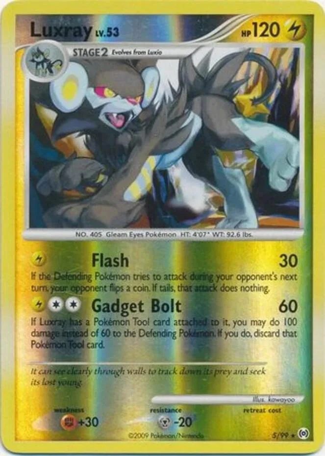 Luxray reverse holo card front, Arceus 5/99