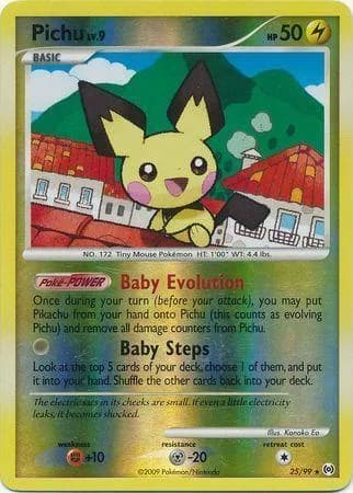 Pichu reverse holo card front, Arceus 25/99