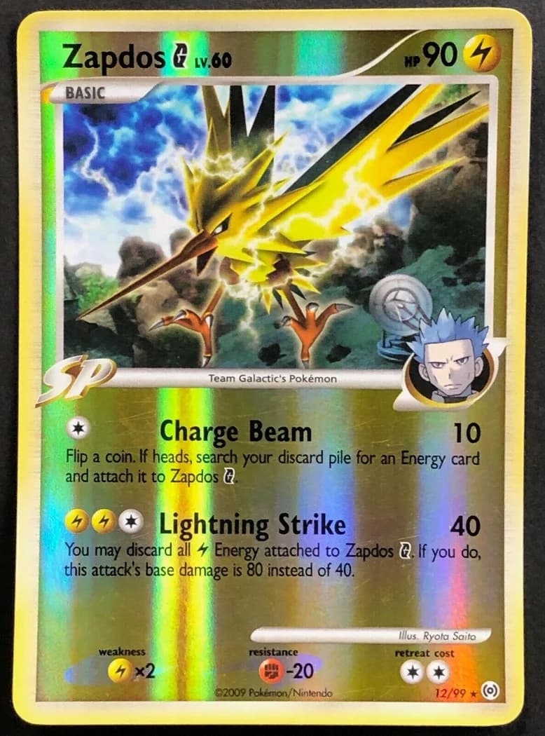 Zapdos G reverse holo card front, Arceus 12/99