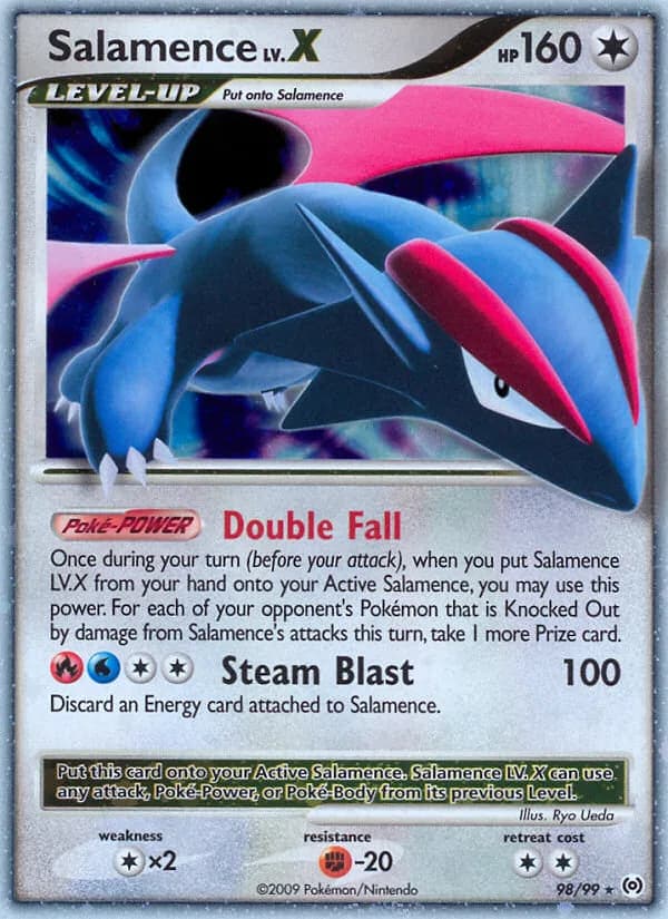 Salamence LV.X card front, Arceus 98/99